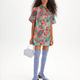 Vestido camisero flores tropical - ECRU