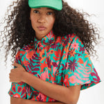 Vestido camisero flores tropical - ECRU