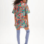 Vestido camisero flores tropical - ECRU