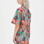 Vestido camisero flores tropical - ECRU