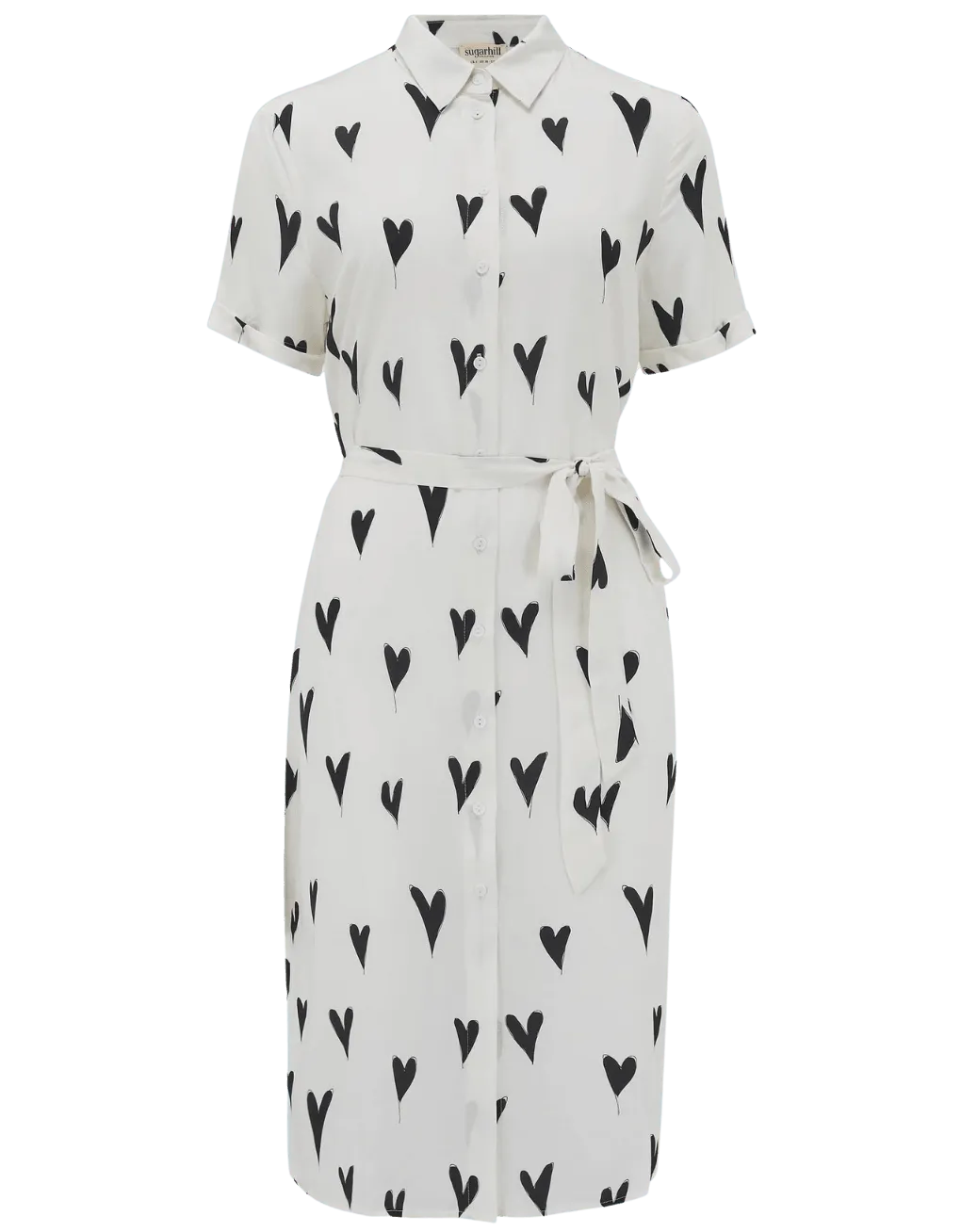 Vestido Camisero Justine Monochrome Hearts - ECRU