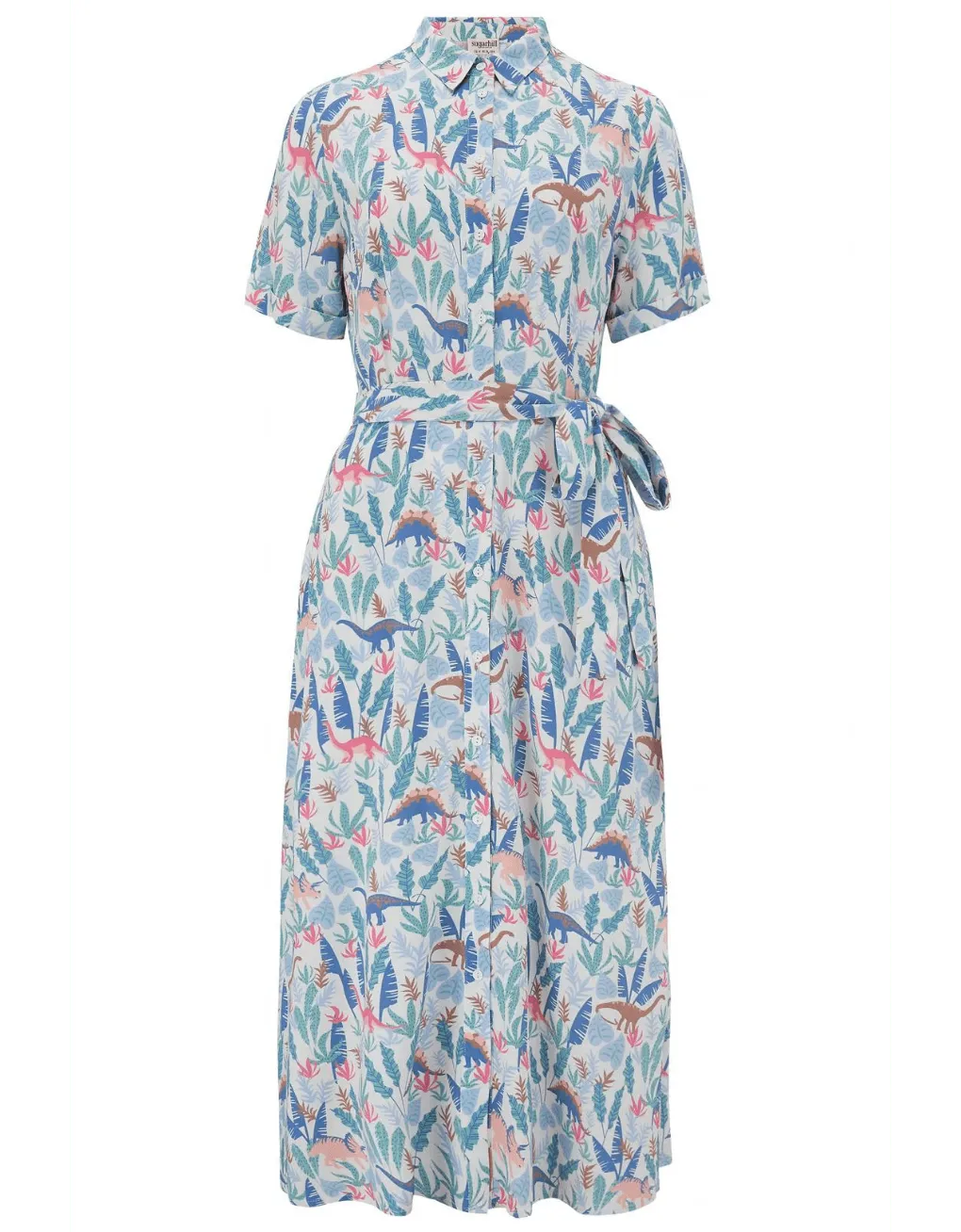 Vestido Camisero Lauretta Cream multi Lost Dinosaurs - ECRU