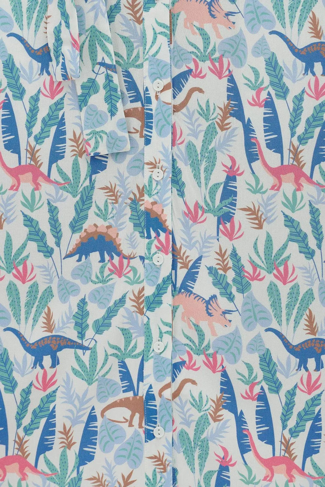 Vestido Camisero Lauretta Cream multi Lost Dinosaurs - ECRU