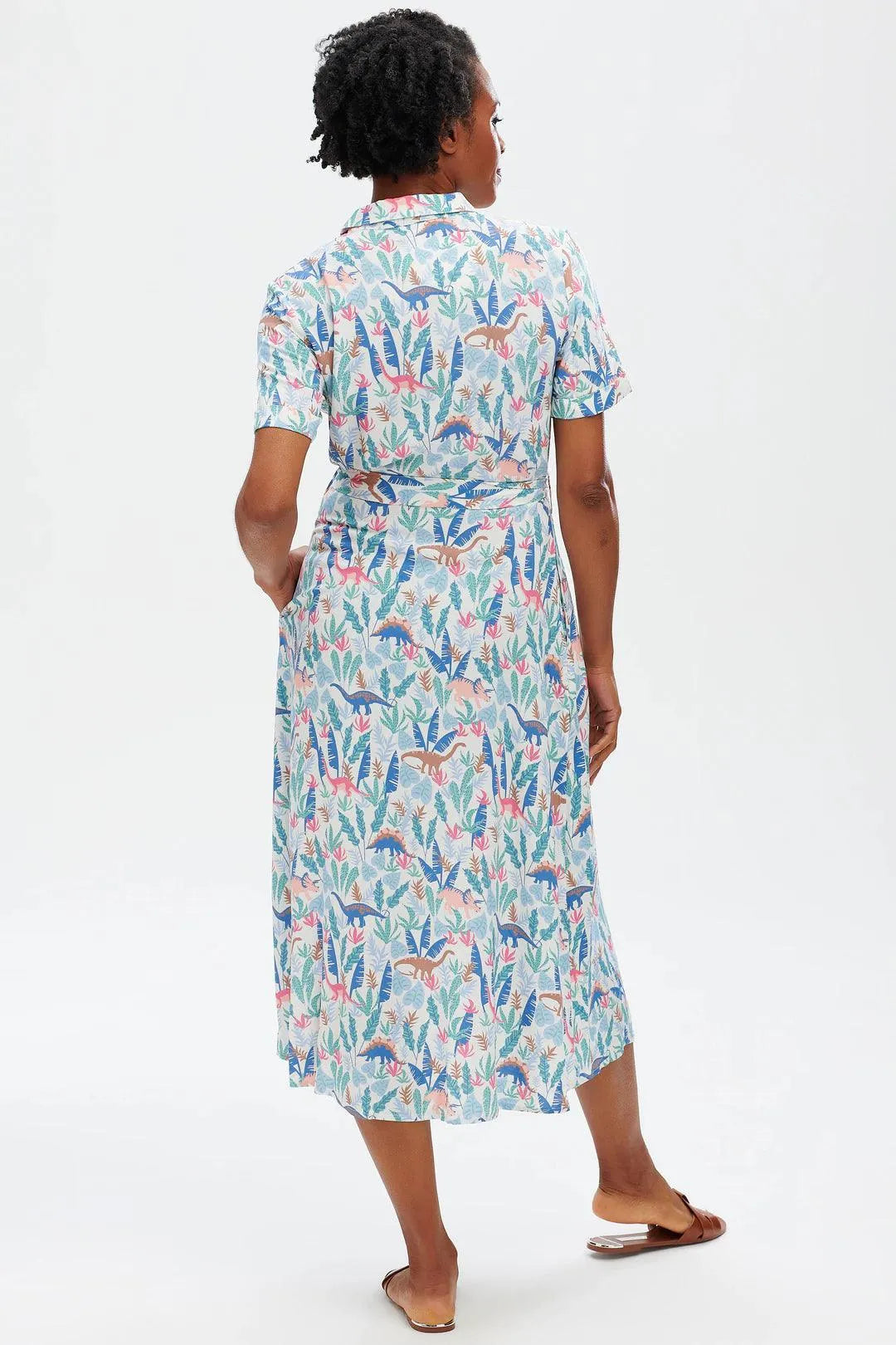 Vestido Camisero Lauretta Cream multi Lost Dinosaurs - ECRU