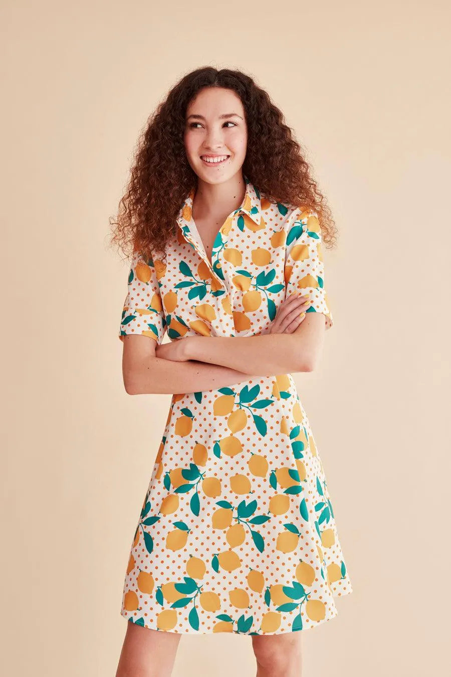 Vestido camisero limonero - ECRU