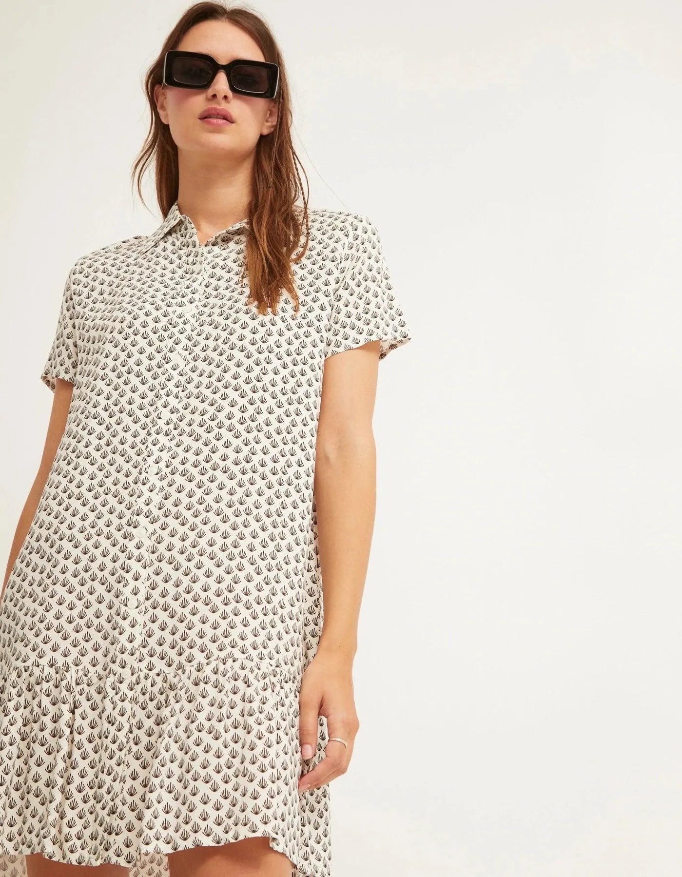 Vestido Camisero Manga Corta Birdie - ECRU