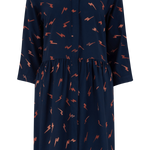 Vestido Camisero Nicky Smock Azul marino, Rust Lightning Batik - ECRU