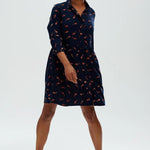 Vestido Camisero Nicky Smock Azul marino, Rust Lightning Batik - ECRU