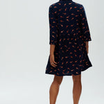 Vestido Camisero Nicky Smock Azul marino, Rust Lightning Batik - ECRU