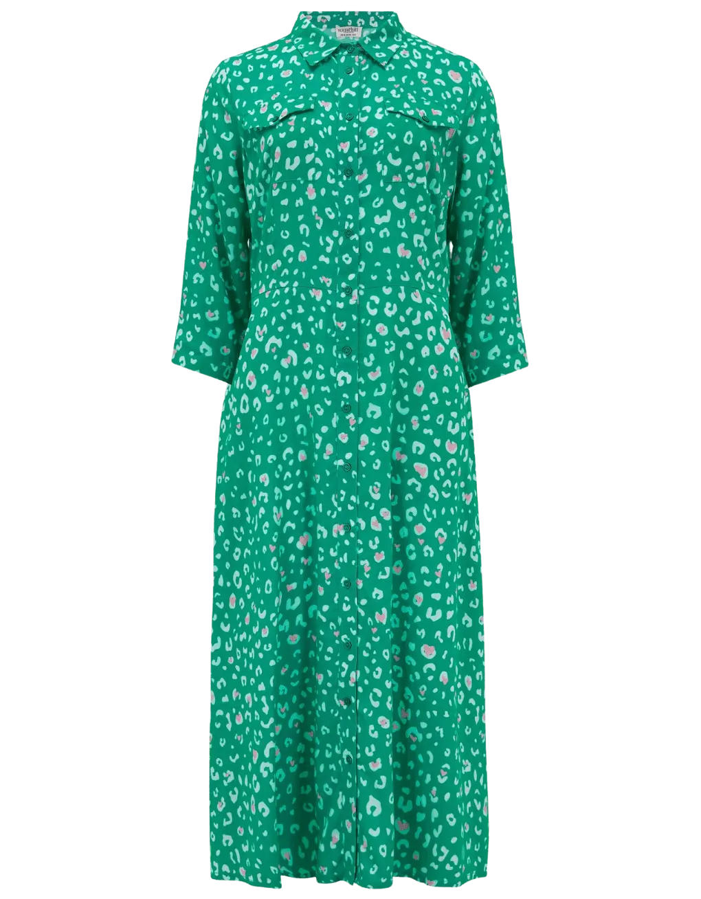 Vestido Camisero Paola Green, Leopard Love Hearts - ECRU