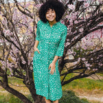 Vestido Camisero Paola Green, Leopard Love Hearts - ECRU