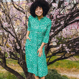 Vestido Camisero Paola Green, Leopard Love Hearts - ECRU