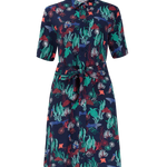 Vestido Camisero Sugarhill Dessie Navy Underwater Scene - ECRU