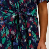 Vestido Camisero Sugarhill Dessie Navy Underwater Scene - ECRU