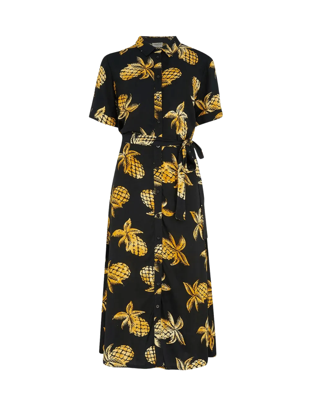 Vestido Camisero Sugarhill Melissa Batik Black Pineapples - ECRU