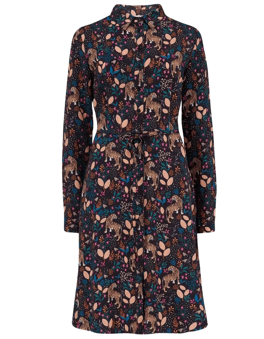 Vestido Camisero Zadie Black/Multi Jungle Tigers - ECRU