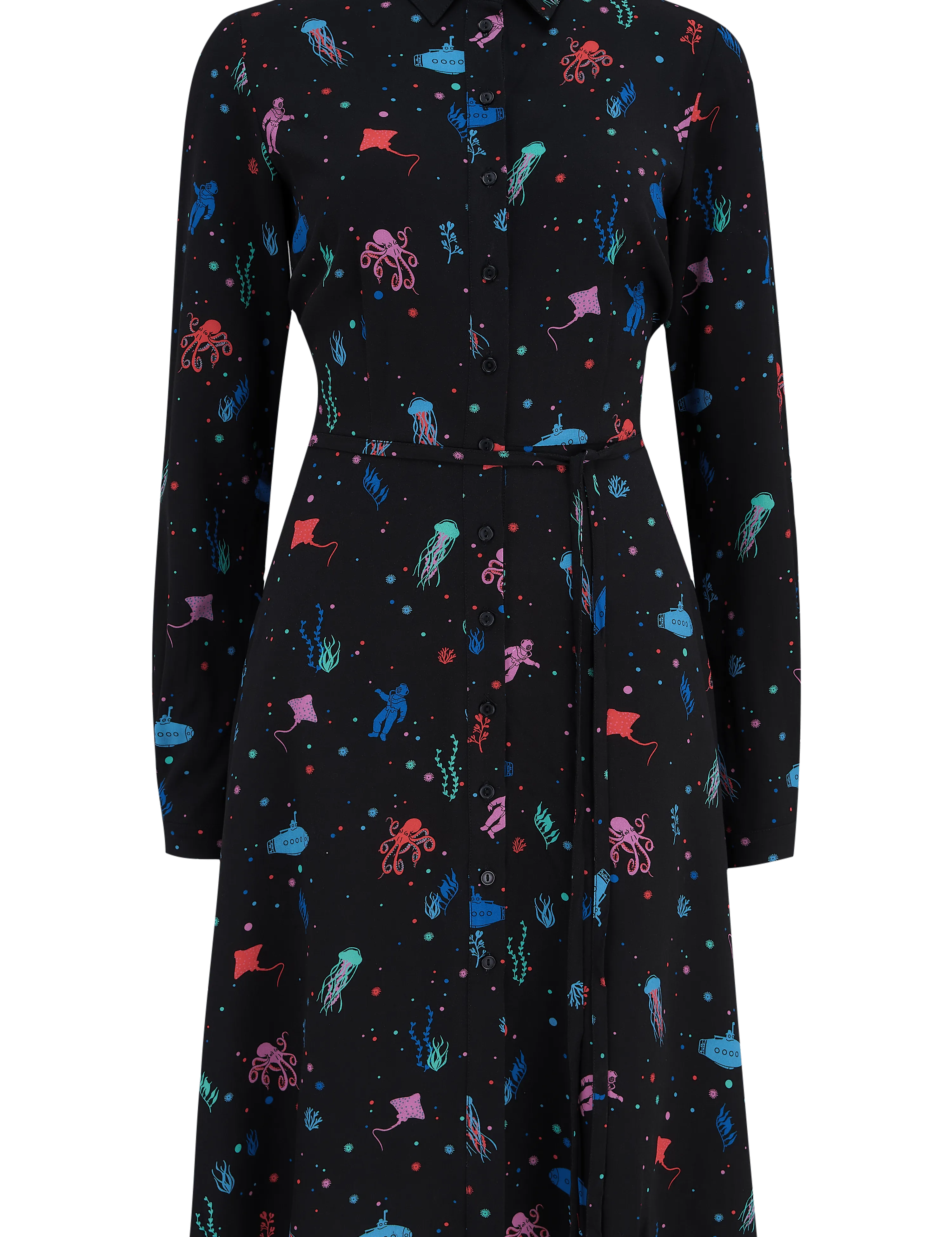 Vestido camisero Zadie - Negro, Deep Sea - ECRU