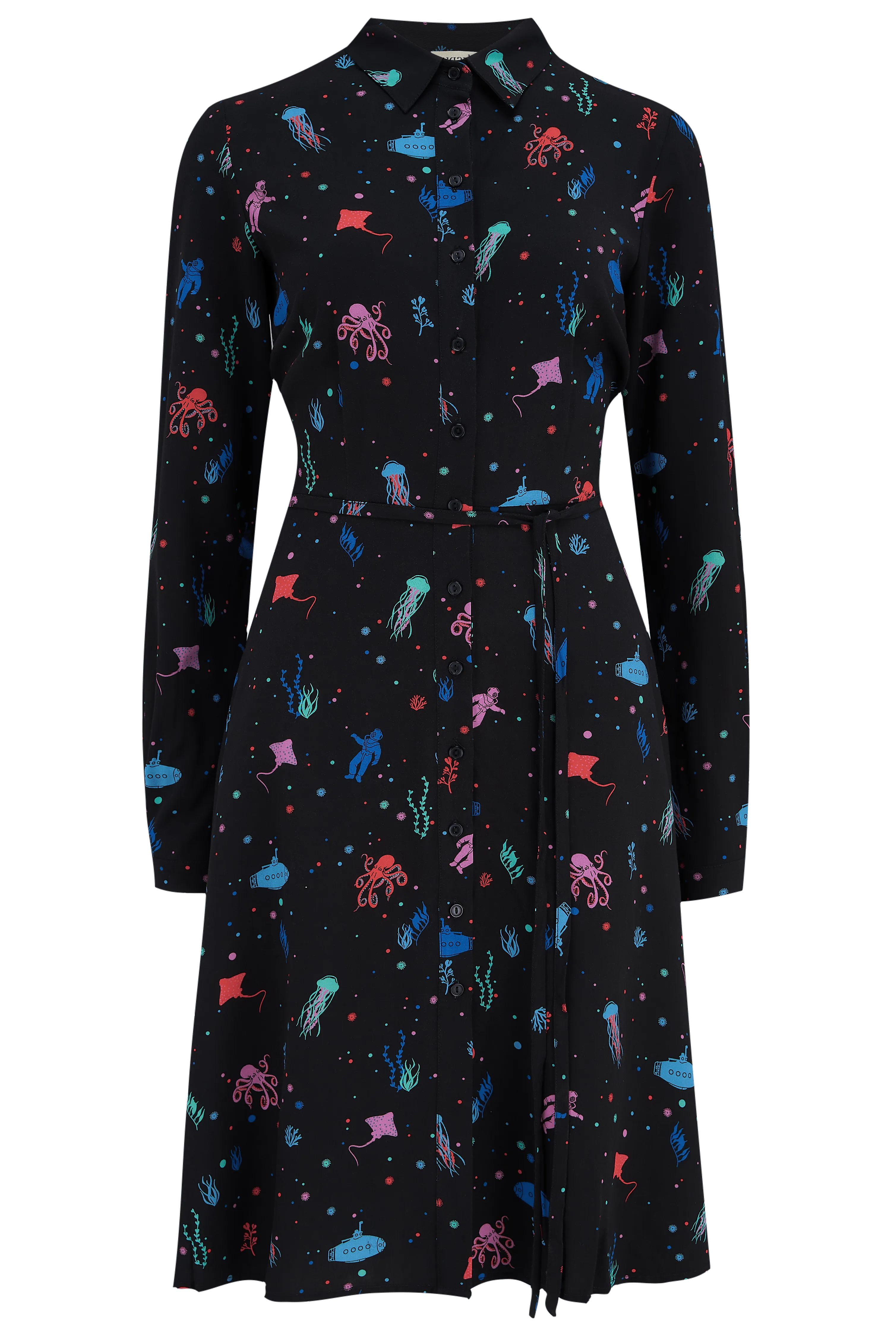 Vestido camisero Zadie - Negro, Deep Sea - ECRU