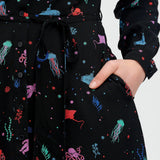 Vestido camisero Zadie - Negro, Deep Sea - ECRU