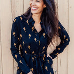 Vestido Camisero Zadie Negro, Rayo Polka - ECRU