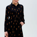 Vestido Camisero Zadie Negro, Rayo Polka - ECRU