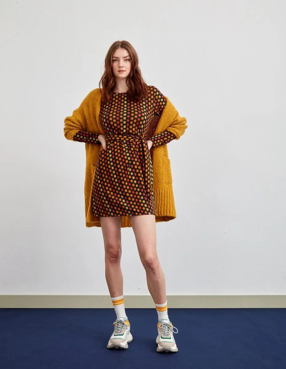 Vestido Cinturón Flores Coral - ECRU