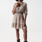 Vestido con elástico en la cintura - ECRU