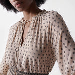 Vestido con elástico en la cintura - ECRU