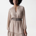 Vestido con elástico en la cintura - ECRU