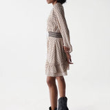 Vestido con elástico en la cintura - ECRU