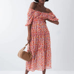 Vestido con microprint - ECRU