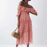 Vestido con microprint - ECRU