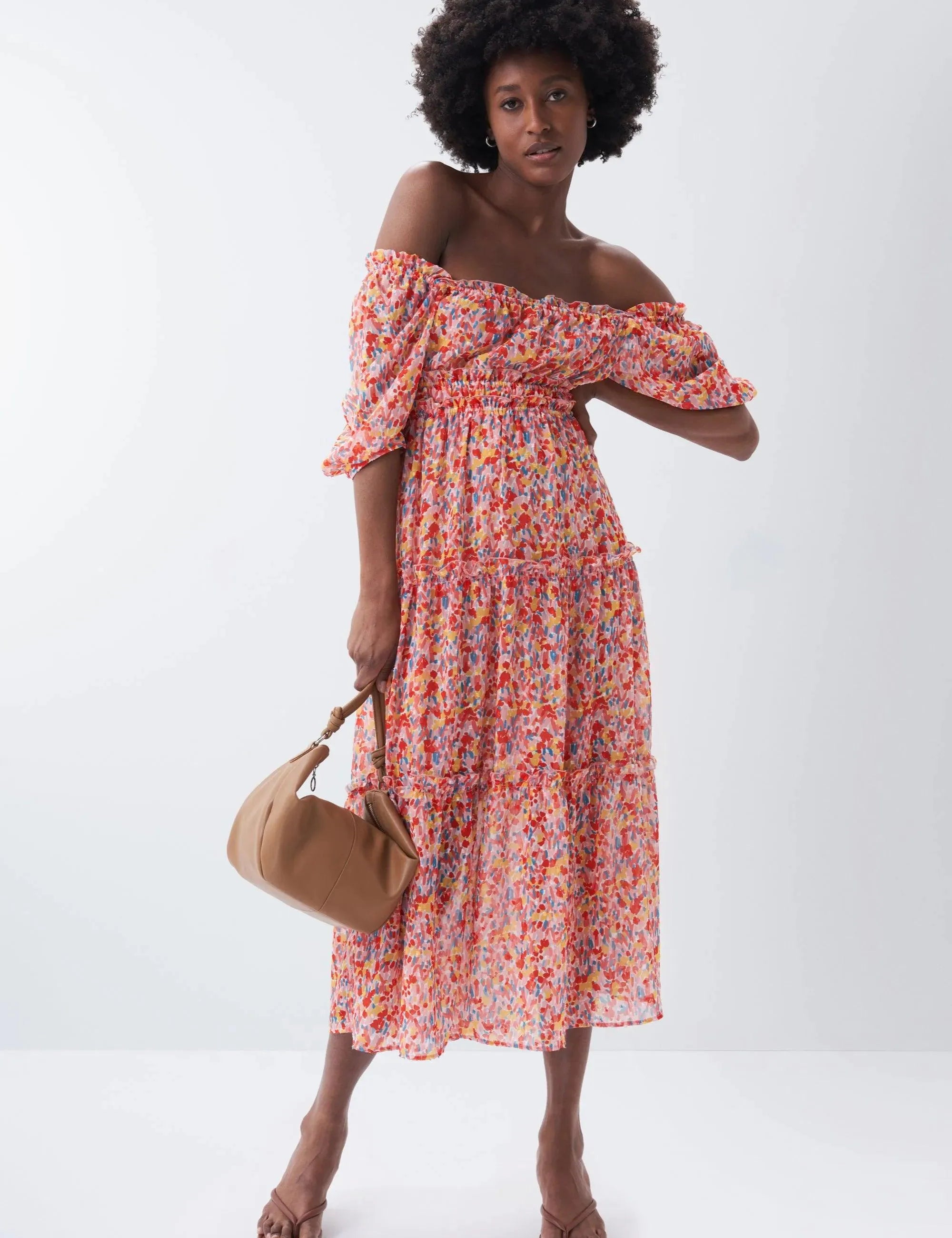 Vestido con microprint - ECRU