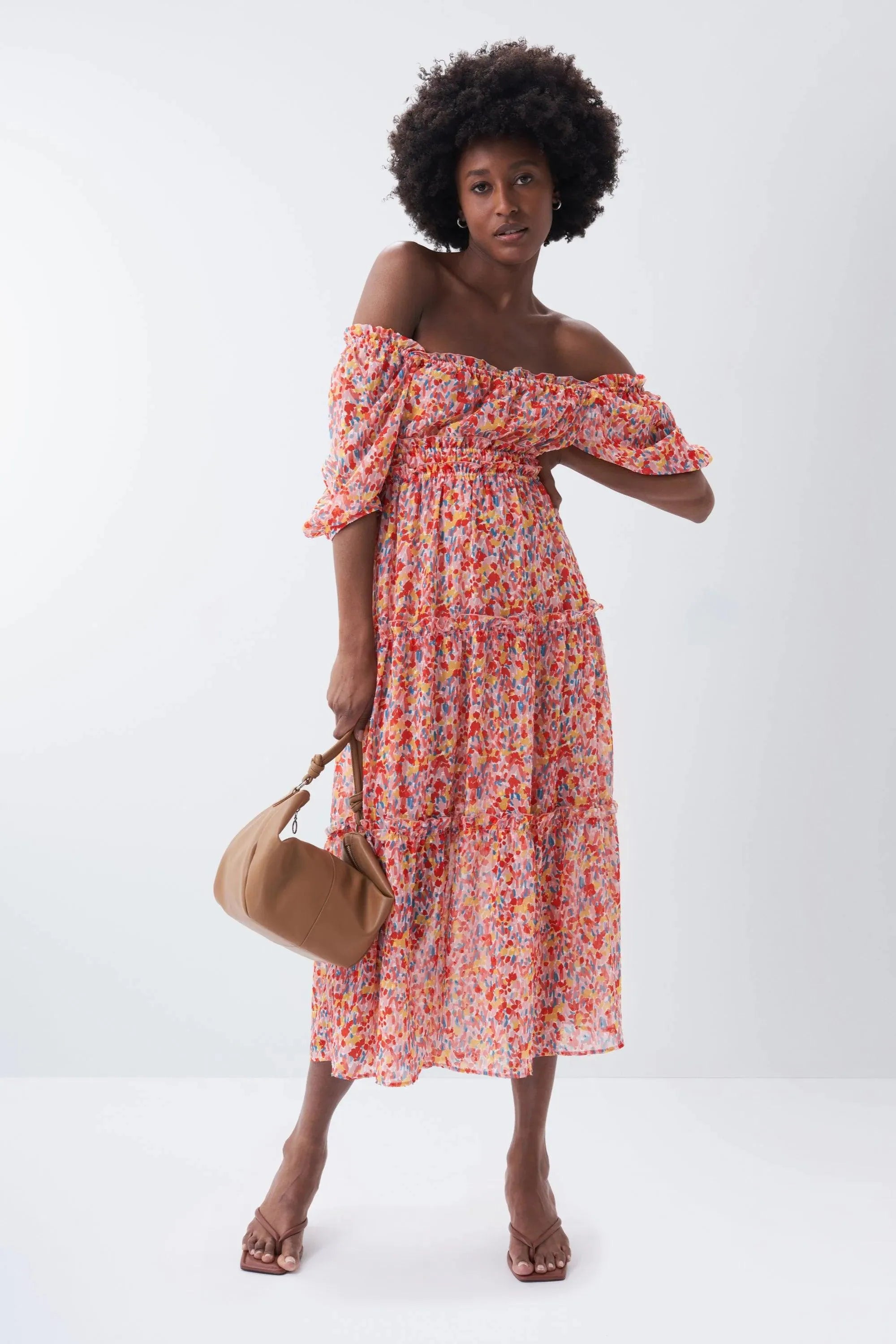 Vestido con microprint - ECRU