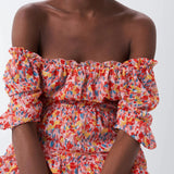 Vestido con microprint - ECRU