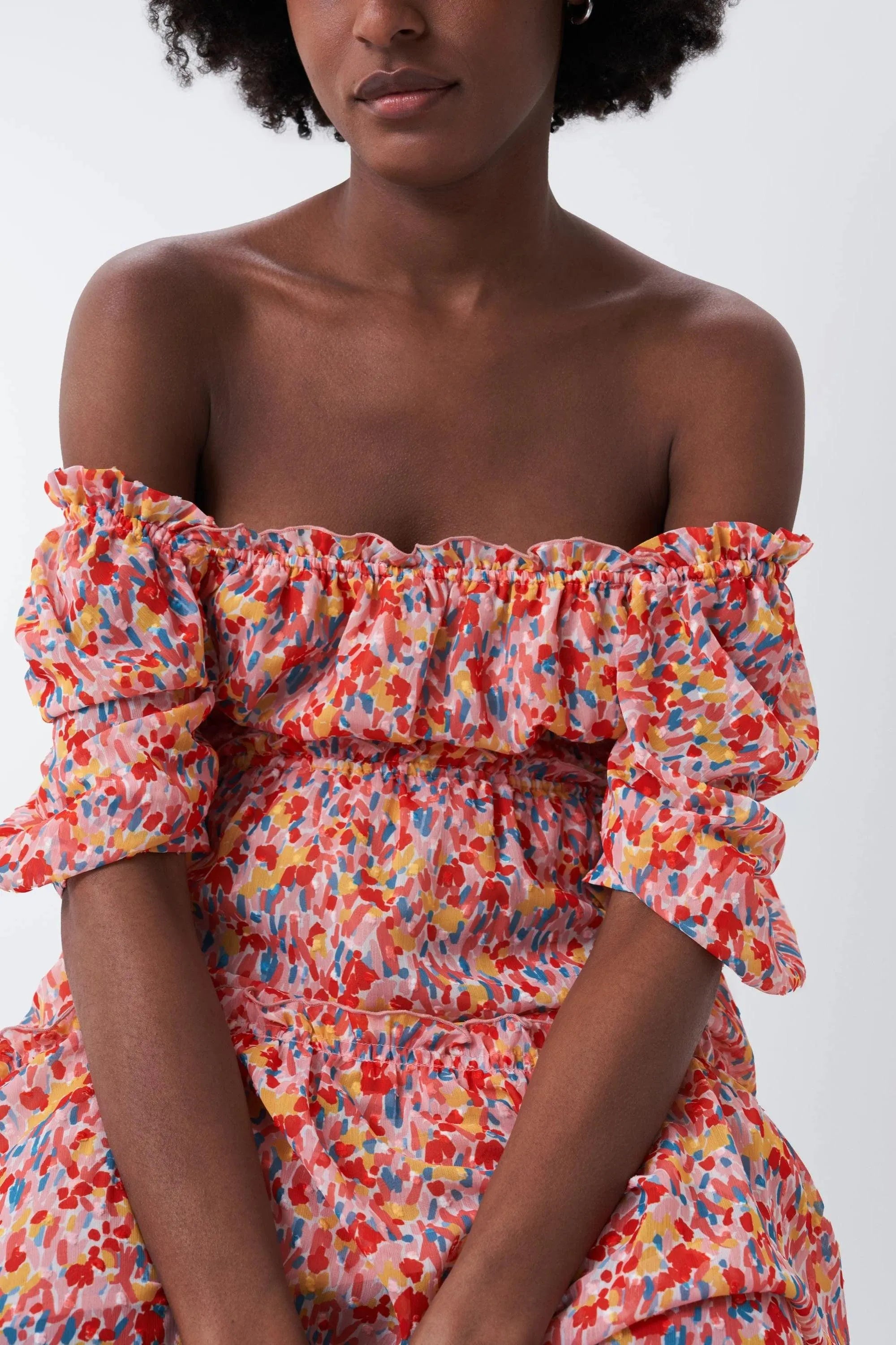 Vestido con microprint - ECRU