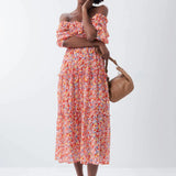 Vestido con microprint - ECRU