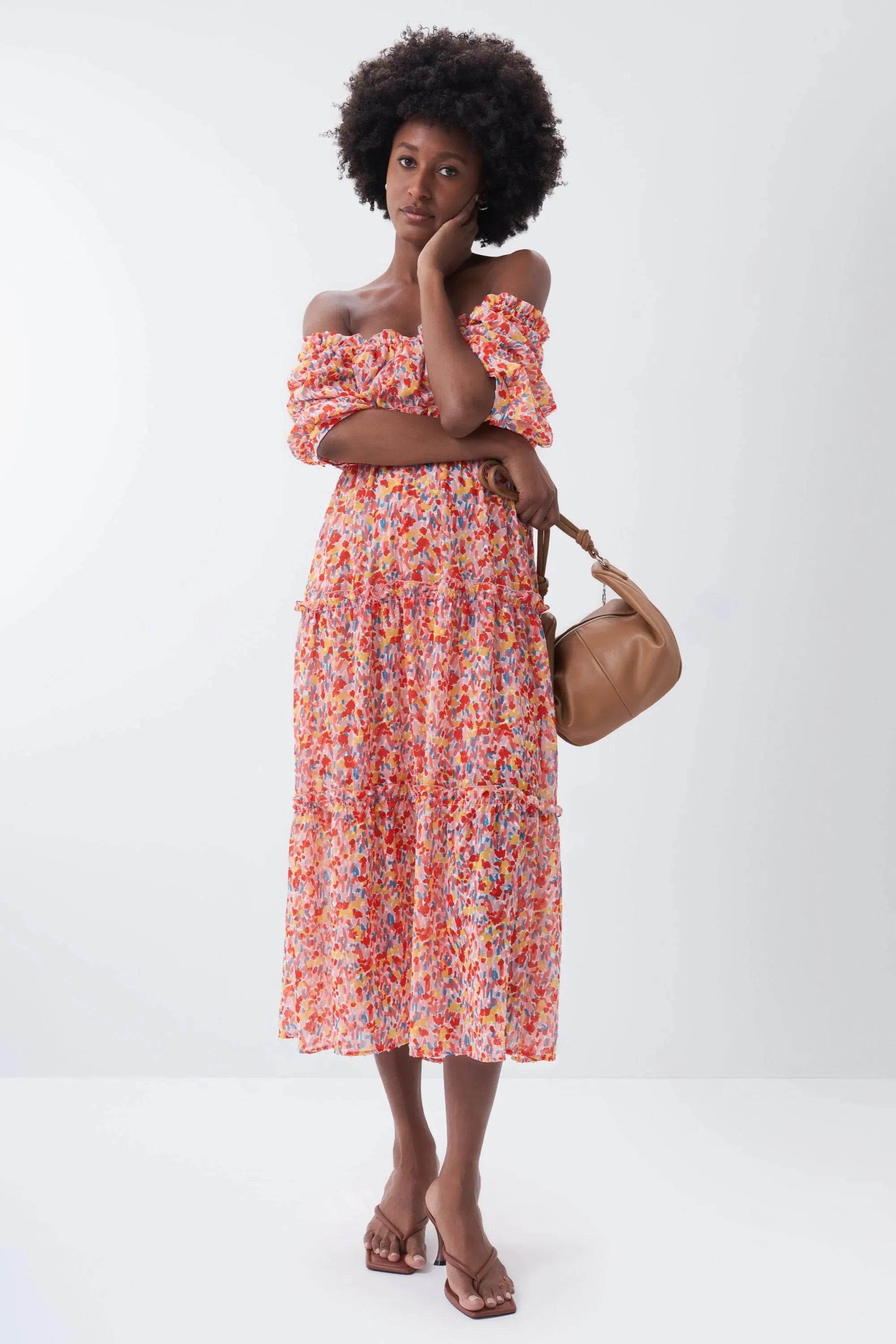 Vestido con microprint - ECRU