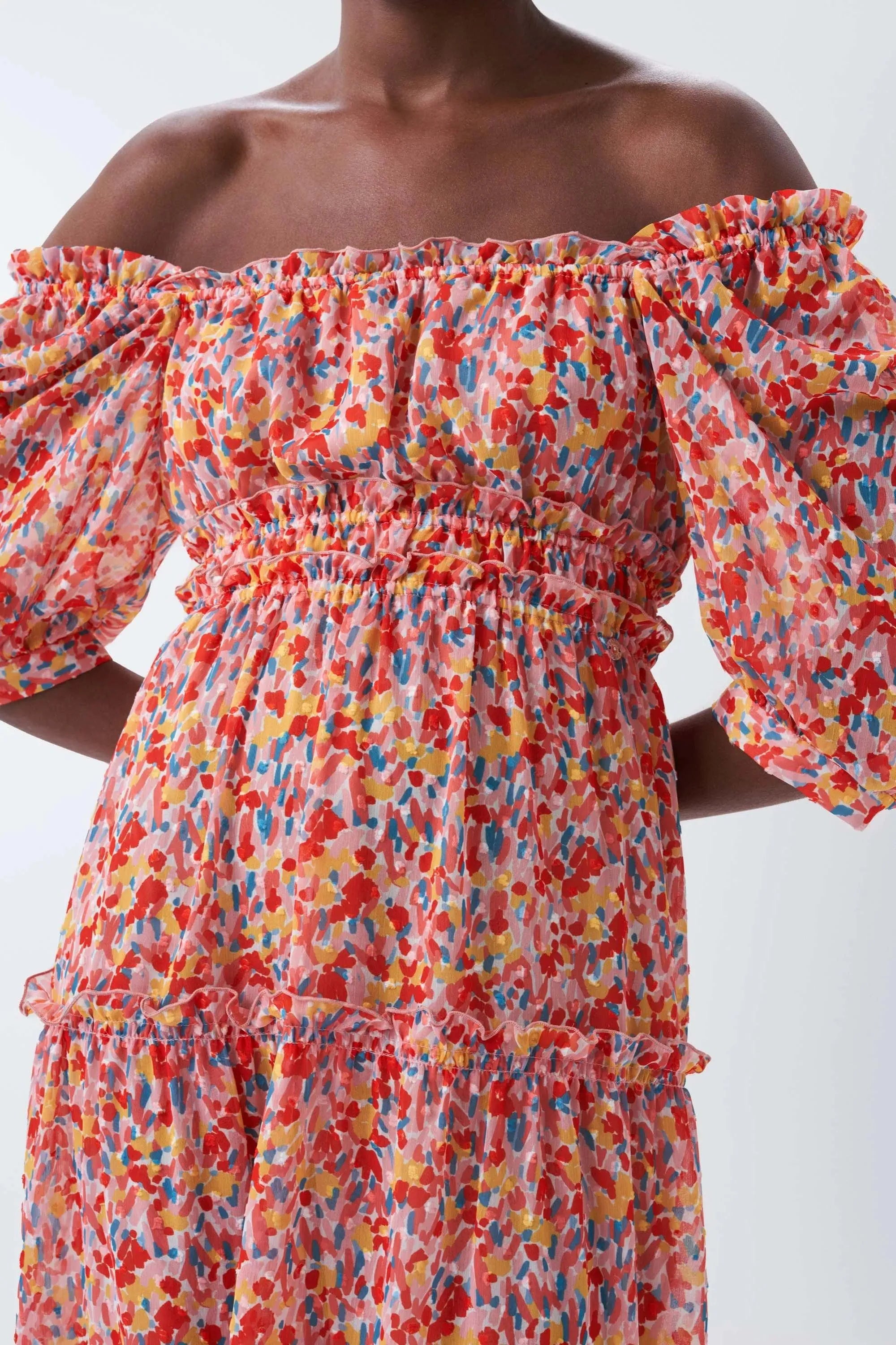 Vestido con microprint - ECRU