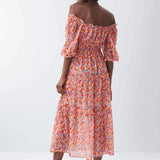 Vestido con microprint - ECRU