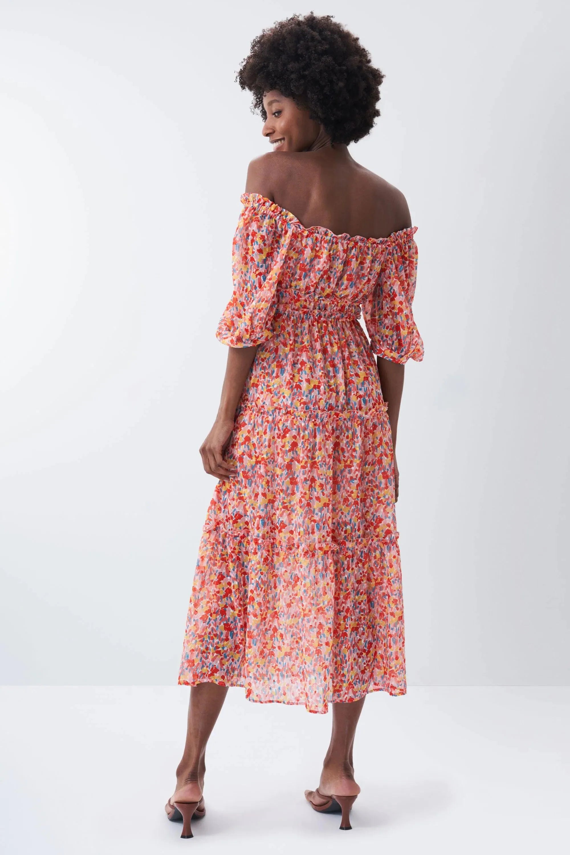 Vestido con microprint - ECRU