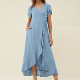 VESTIDO CON VOLANTES - ECRU