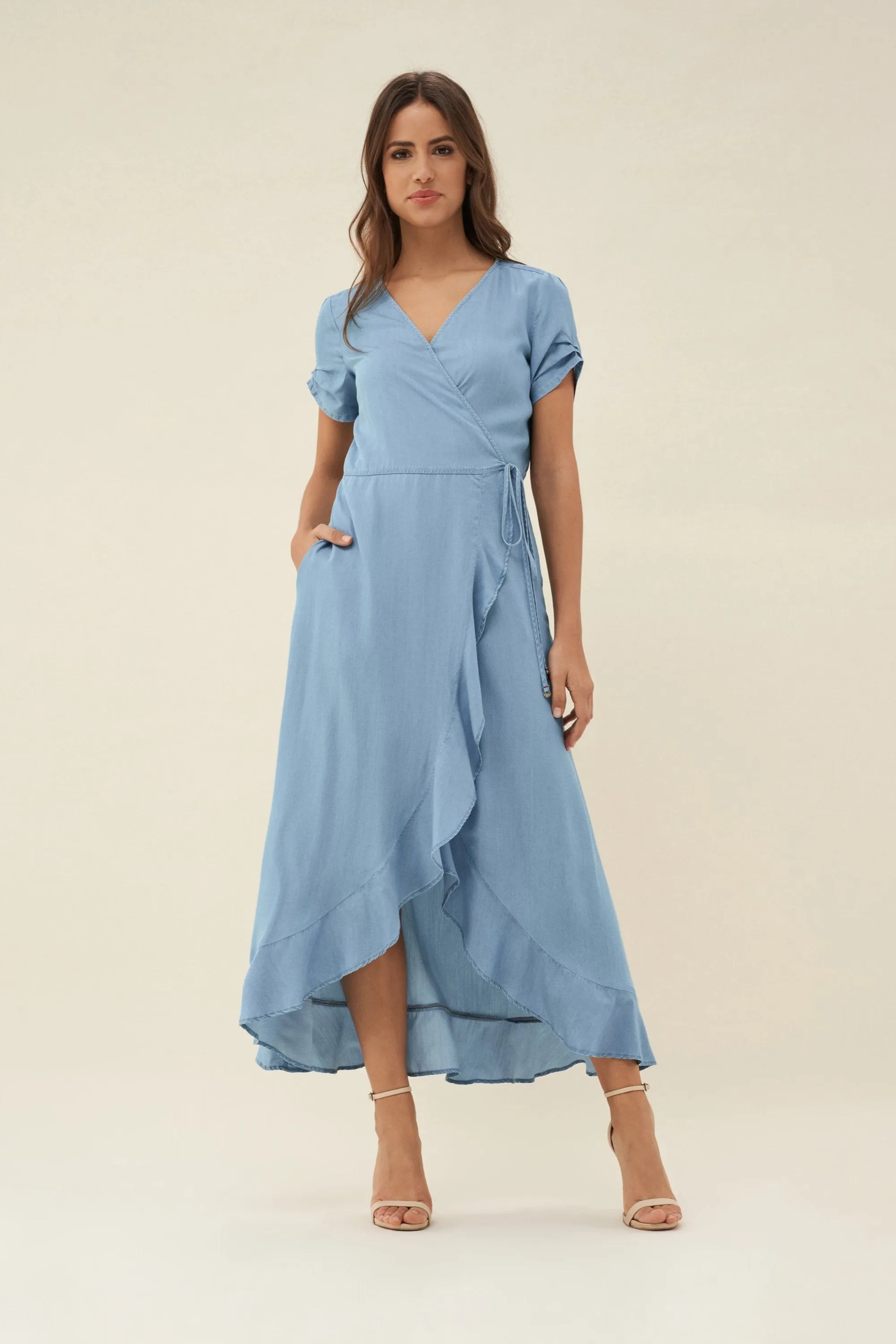 VESTIDO CON VOLANTES - ECRU