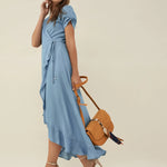 VESTIDO CON VOLANTES - ECRU