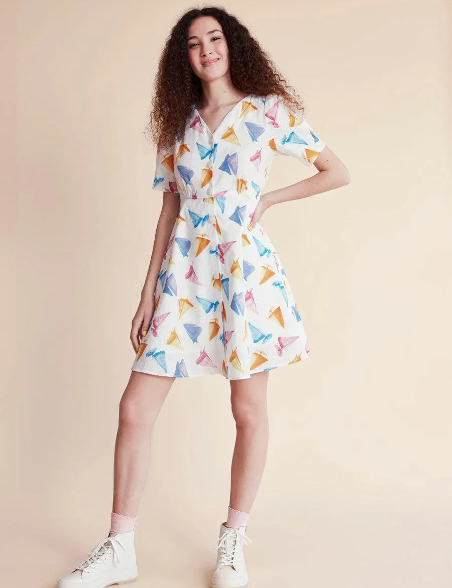 Vestido corto barcos - ECRU