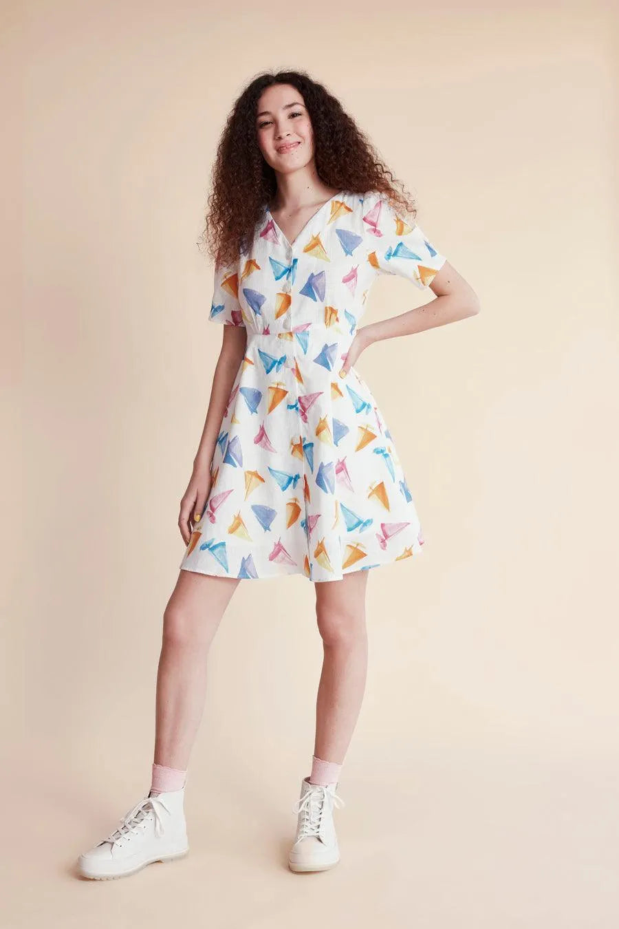 Vestido corto barcos - ECRU