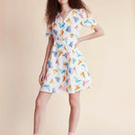 Vestido corto barcos - ECRU