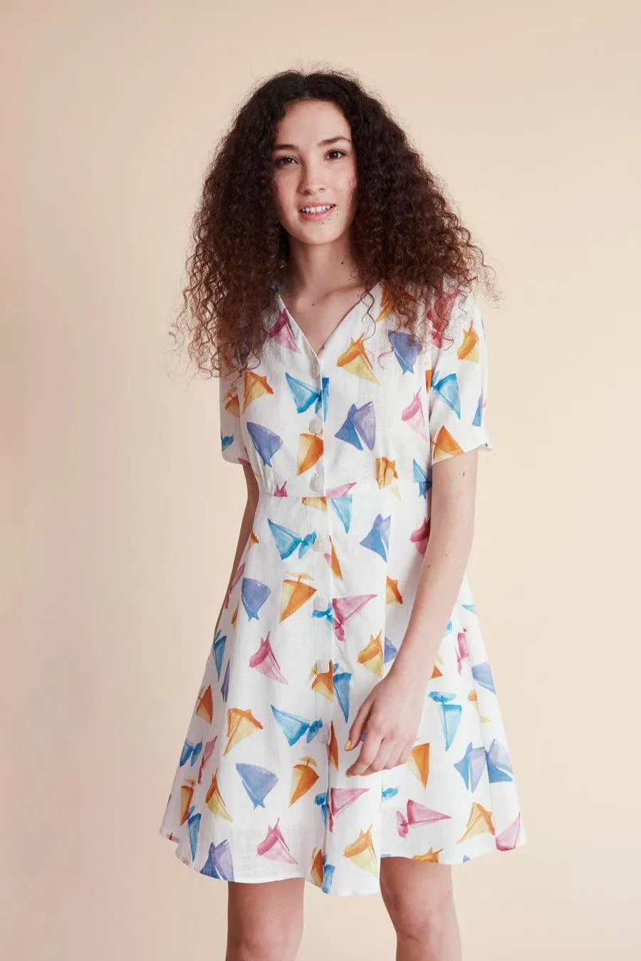 Vestido corto barcos - ECRU