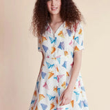 Vestido corto barcos - ECRU