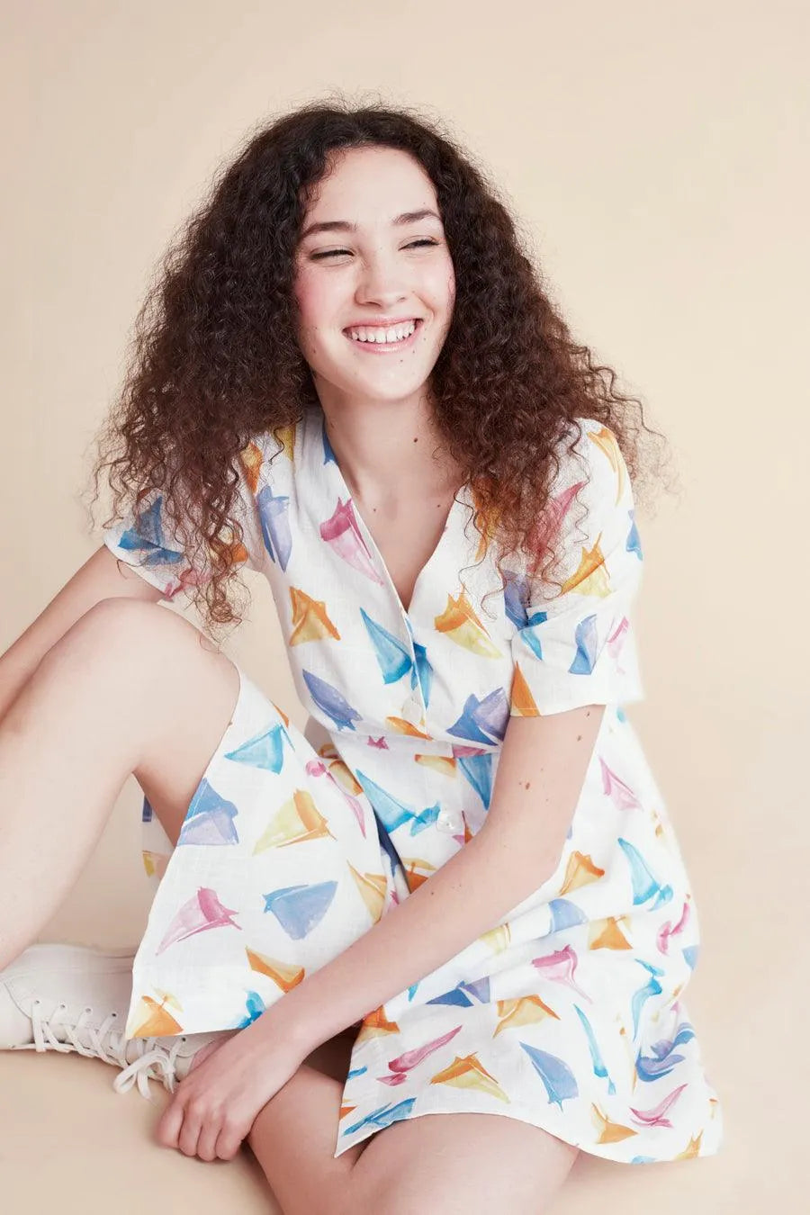 Vestido corto barcos - ECRU